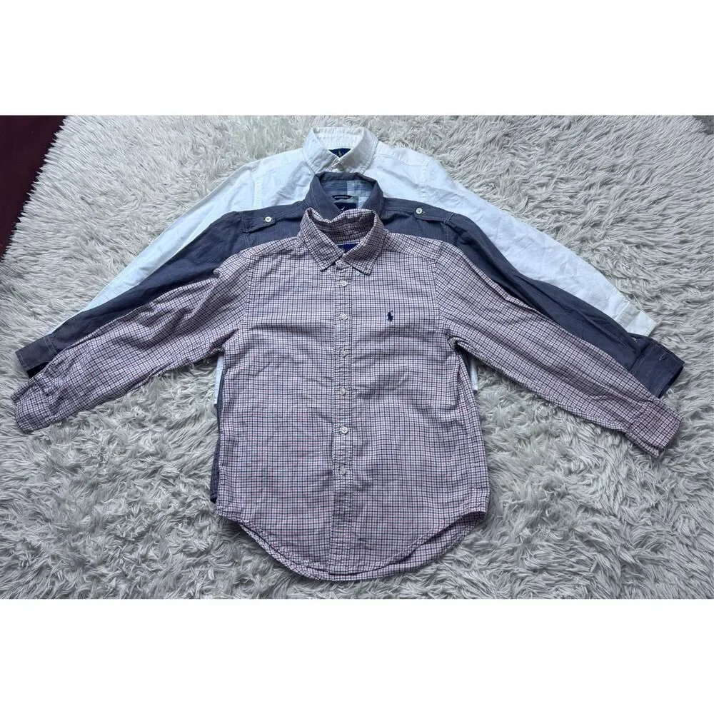 3 piece boys button down dress shirts bundle size 10-12 by Ralph Lauren & Nautic